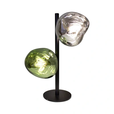 Abbildung von Tischleuchte Canopus grün/silbern Höhe 40 cm 2 flg. Glas E14