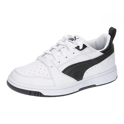 Abbildung von Puma Rebound V6 Lo Sneakers Kinder Schuhe White/Black/Black Größe: 34