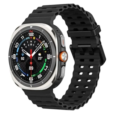 Abbildung von MoKo Sport Armband Kompatibel mit Samsung Galaxy Watch Ultra 47mm 2024 Herren Damen, Atmungsaktives Weiches Silikon Wasserdichtes Zubehör für Band, Schwarz
