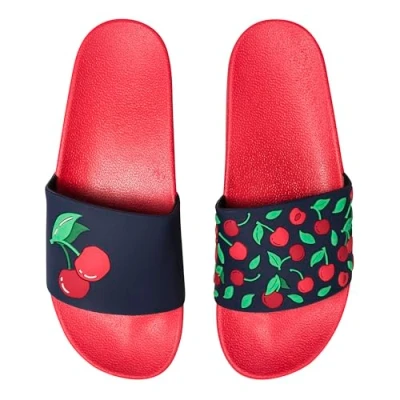 Abbildung von Dedoles Badeschuhe &amp; Hausschuhe viele lustige Designs Bücher Kaffee Katze Party Pizza Dackel Fuchs Panda Delfin Geschenk, Farbe: Verführerische Kirschen, Gr.: 44 EU
