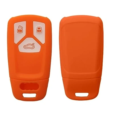 Abbildung von kwmobile Autoschlüssel Silikon Hülle kompatibel mit Audi 3 Tasten Smartkey (nur Keyless Go) Schlüsselhülle in Fruity Orange