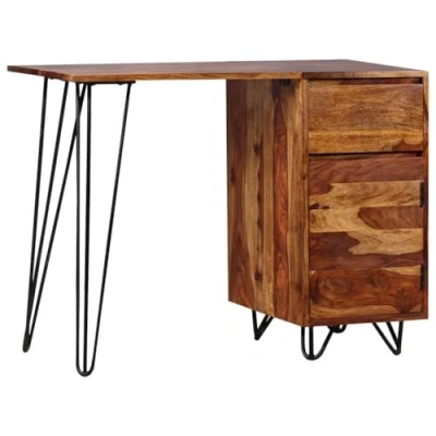 Abbildung von vidaXL Sheesham Holz Massiv Schreibtisch mit 1 Schublade Schrank Palisander Bürotisch Computertisch Laptoptisch Arbeitstisch PC Tisch