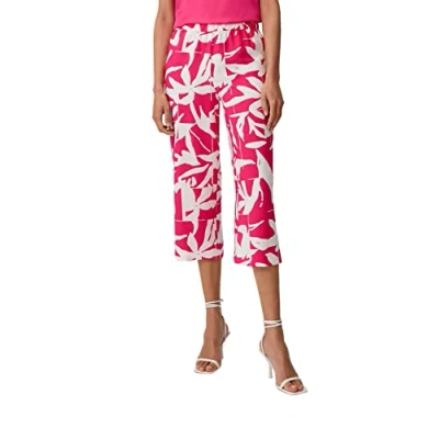 Abbildung von comma Stoffhose, Damen, Größe: 34, Pink weiß