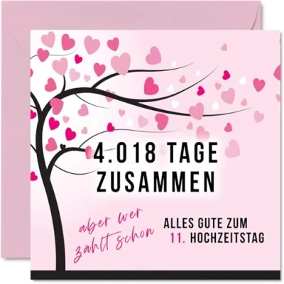 Abbildung von Stuff4 11. Hochzeitstag Karte Liebe 4018 Tage Zusammen 11 Jahrestag Geschenke für Mein Mann Ehemann Meine Frau Ehefrau, 145mm Lustig Glückwunschkarten