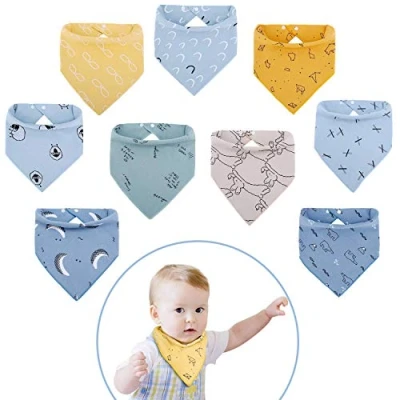 Abbildung von Viedouce Lätzchen Baby 9 Stück,Baby Dreieckstuch, Halstuch mit Verstellbares Druckknopf, Sabberlätzchen für Junge,Mädchen und Neugeboren,Baumwolle &amp; Absorbierende
