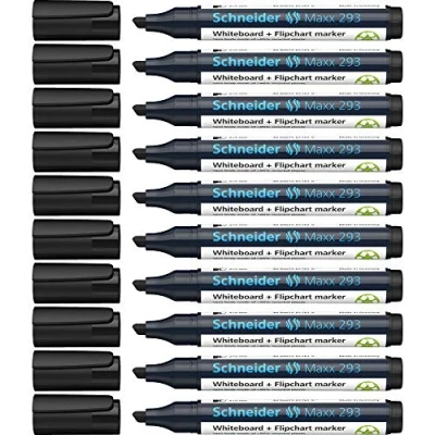 Abbildung von Schneider Maxx 293 Whiteboardmarker (Strichstärke: 2+5 mm, nachfüllbar) 10er Packung schwarz