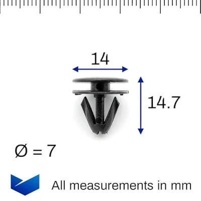 Abbildung von VVO Befestigungsclips für Motorhaube, Kunststoff, Schwarz, 10 Stück