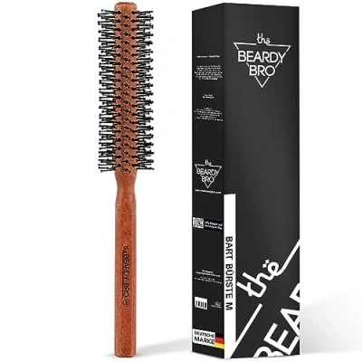 Abbildung von The Beardy Bro® Männer Bart Rundbürste, Bartstyling, Bartbürste, Föhnbürste, Haarbürste, Kamm Mit speziellen Noppen für kurze bis mittellange Haare (M)