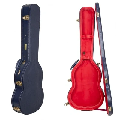 Abbildung von Crossrock Relief Series Holzkoffer für SG E Gitarren, mit stark strukturierter Oberfläche, Kunstfell in Nerzoptik, Edelstahlverschlüssen Ozeanblau (CRW630SGOB)