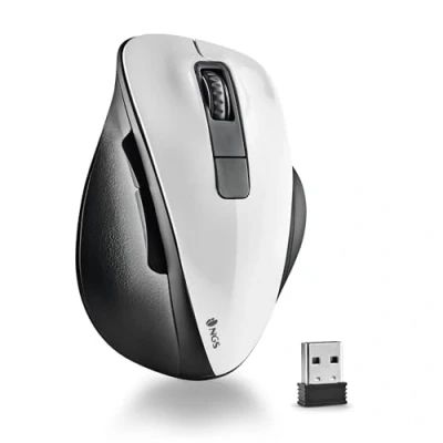 Abbildung von NGS BOW WHITE Kabellose Maus RF 2.4Ghz, optische 800/1200/1600dpi für Computer, Scroll + 5 Tasten, ergonomisch (Rechtshänder), Weiß