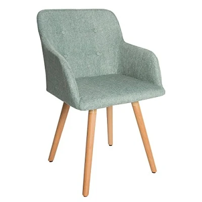 Abbildung von riess ambiente Polsterstuhl SCANDINAVIA MEISTERSTÜCK grün / natur (Einzelartikel, 1 St), Esszimmer · Webstoff Massivholz mit Armlehne Retro Design