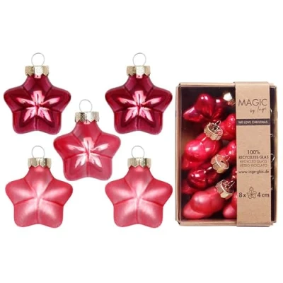 Abbildung von Christbaumschmuck Sterne 4cm Glas 8 Stück matt &amp; glänzend Kleine Christbaumkugeln für Weihnachtsbaum Weihnachtskugeln Weihnachtsbaumschmuck zu Weihnachten Gentle Pink