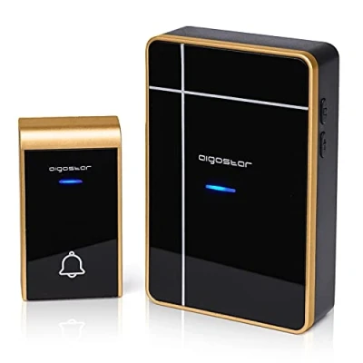 Abbildung von Aigostar Bell DC Drahtlose Türklingel für den Außenbereich, IP44, wasserdicht, kabellos, batteriebetrieben, mit LED Anzeigen, 36 Melodien, 1 Empfänger und Sender