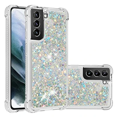 Abbildung von KBIKO zxl Kompatibel mit Samsung Galaxy S21 Plus 5G Hülle, [Silver Back] Mädchen Glitzern Leicht Cover Silikon Anti Fingerabdruck Schutzhülle für 5G.Silver YBL
