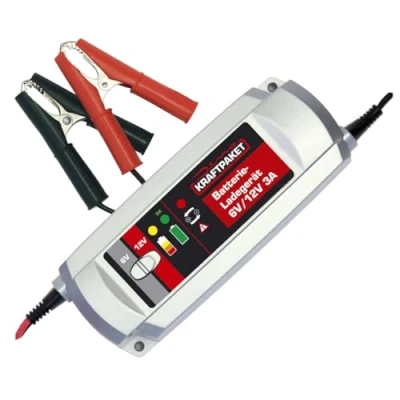 Abbildung von Dino KRAFTPAKET 3A 6V/12V intelligentes und automatisches Batterieladegerät / für Blei Säure, GEL Batterie KFZ Ladegerät Auto, Motorrad, Kleintransporter, PKW, Oldtimer, Youngtimer
