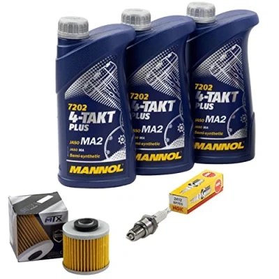 Abbildung von Wartungspaket Öl 3L + Ölfilter Zündkerze für Yamaha SR 500 SR500 2J4 Baujahr 1978 1983