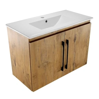 Abbildung von paplinskioebel badezimmerwandschrank, badezimmerschrank mit waschbecken 80 x 39 56 cm, Kleiner waschbeckenschrank, gästebadschrank in Eiche Lancelot