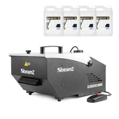 Abbildung von BeamZ ICE1200 MKII Bodennebelmaschine 1200W für Bodennebel und 20L Nebelflüssigkeit, Boden Nebelmaschine mit Kabel Fernbedienung, Rauchmaschine Nebel, Geburtstage, Halloween, Schwarz