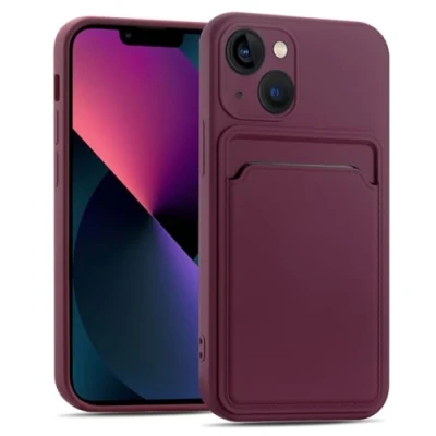 Abbildung von CoolGadget Card Case für iPhone 14, TPU Schutzhülle mit Kartenfach und erhöhtem Kantenschutz, Lila