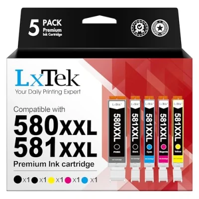 Abbildung von LxTek 580 581XXL Kompatibel für Canon Druckerpatronen 581 TR8550 TS6150 TS6350 TS9550 TS705 TR7550 TR8500 (5er Pack)
