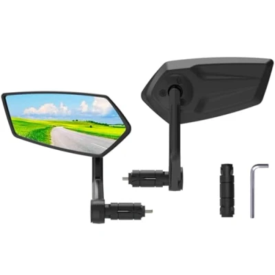 Abbildung von RBRL Fahrradspiegel Extra Große Bar End Fahrradspiegel, Schlagfestes Spiegelfläche Rückspiegel Fahrrad, für E Bike Universal Fahrradrückspiegel (1 Paar）