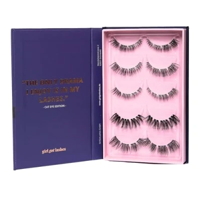 Abbildung von GirlGotLashes Große Boxen Cat Eye Edition Handgemachte Wimpernextensions Wimpernverlängerung für Zuhause 5 Wimpern Paare Lashes mit 7 Tagen Halt Vegan