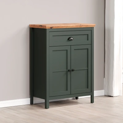 Abbildung von Home affaire Kommode &quot;Vienna&quot;, (1 St.), Matt, hellbraune Echtholzoptik, 77 cm breit, 102 hoch dunkelgrün
