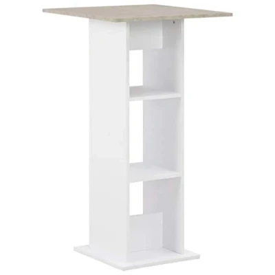 Abbildung von vidaXL Bartisch mit 2 Ablagen Stehtisch Bistrotisch Tresentisch Bartresen Tisch Esstisch Loungetisch Frühstückstisch Weiß und Beton 60x60x110cm