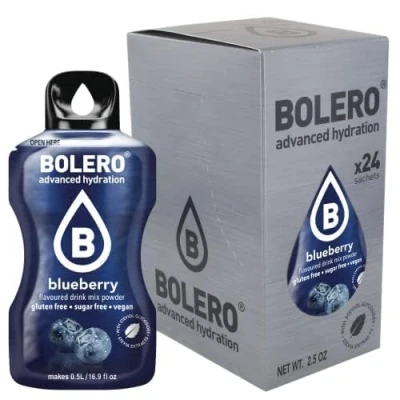 Abbildung von Bolero BLUEBERRY 24x3g Saftpulver ohne Zucker, gesüßt mit Stevia + Vitamin C geeignet für Kinder, Sportler und Diabetiker glutenfrei veganfreundlich Blaubeergeschmack