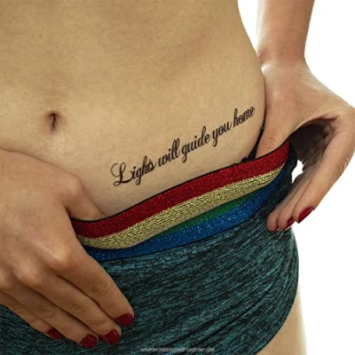 Abbildung von 1 x Lights will guide you home Tattoo Schriftzug in schwarz Temporary Body (1)