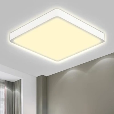 Abbildung von LQWELL LED Deckenleuchte Quadrat Flach Deckenlampe, 18W,1600LM, fest integriert, Tageslichtweiß, Modern Schlicht Lampe Dünn, IP44 Wasserfest Badlampe
