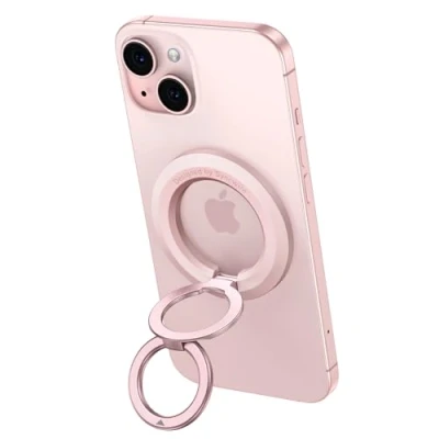 Abbildung von SYNCWIRE Magnetischer Handy Ringhalter, Flugzeug Handyhalterung, tragbarer Griff, Verstellbarer Ständer für MagSafe, kompatibel mit iPhone 15/14/13/12, Samsung, und Allen Handys, Pink
