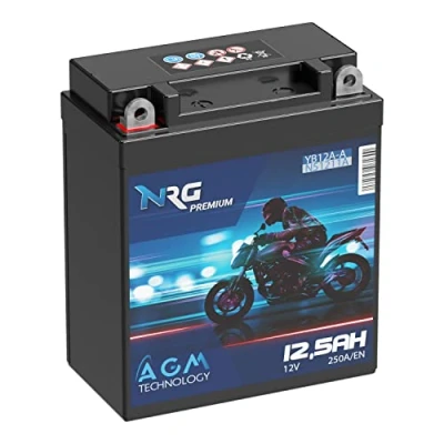 Abbildung von NRG PREMIUM YB12A A AGM Motorradbatterie 12V 12,5Ah 250A/EN 51211 B CB12A Batterie doppelte Lebensdauer vorgeladen auslaufsicher wartungsfrei ersetzt 10Ah