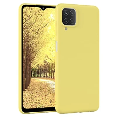 Abbildung von EAZY Case Silikonhülle für Samsung Galaxy A12 Hülle Silikon Gelb weich stoßfeste Handyhülle Schutzhülle mit Kameraschutz Dünn Premium Schutz Cover TPU Phone Bumper in Pastellgelb