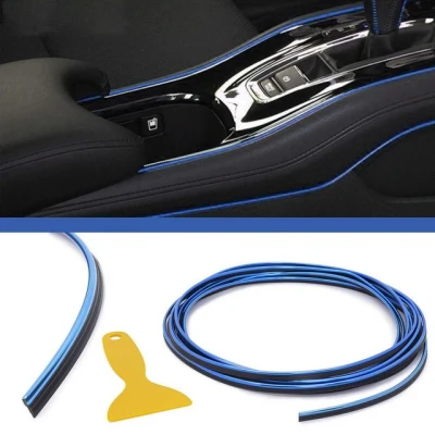 Abbildung von Adapter Universe 5m Auto Innen Raum Dekoration Design Zier Leiste Streifen Blau KFZ