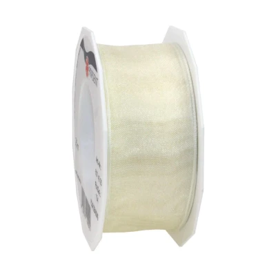 Abbildung von PRÄSENT Band mit Drahtkante, créme, 25 m Rolle 40 mm