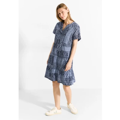 Abbildung von Cecil Patchwork Freizeitkleid, Damen, Größe: Small, Blau
