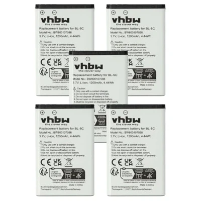 Abbildung von vhbw 5X Akku kompatibel mit Alcatel 8232S DECT, 8234 8232, 8242 8232 3BN67330AA Handy Smartphone Telefon (1200 mAh, 3,7 V, Li Ion)