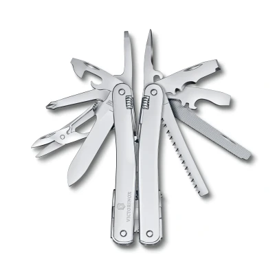 Abbildung von VICTORINOX Schweizer Taschenmesser Swiss Tool Spirit MX, 24 Funktionen, Multitool inkl. Zange, Schraubendreher, Dosenöffner, Nylon Gürteltasche, Silber
