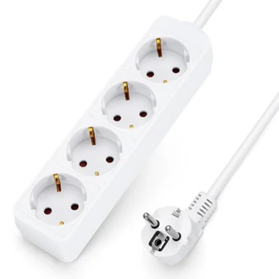 Abbildung von Aigostar Steckdosenleiste 4 Fach Tischsteckdose Kindersicherung 1&#039;5m Kabel, Weiß