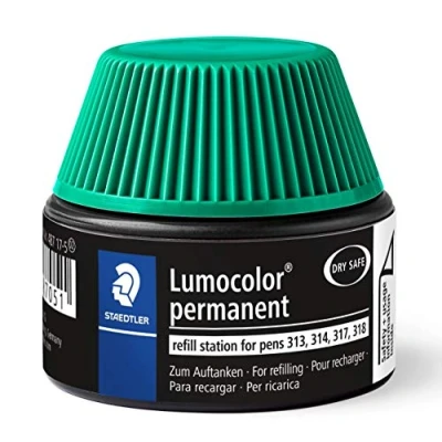 Abbildung von STAEDTLER 487 17 5 Lumocolor permanent Universalstift Nachfüllstation für 313/314/317/318, 15 20x Nachfüllen, grün