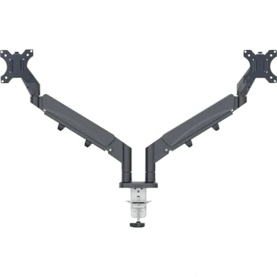 Abbildung von Leitz Ergo platzsparender Doppel Monitor Arm, IGR &amp; TÜV geprüft, Halterung Für 2 Monitore bis 32 Zoll je 9 kg, VESA 75/100, korrekte Körperhaltung am Schreibtisch, Grau, 65370089