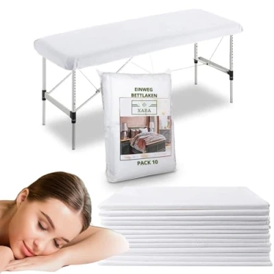 Abbildung von XARA Einweg Spannlaken Massageliegen Größen: 95 x 220 cm Ideal für Betten und Liegen Flüssigkeitsabweisend Pack: 10