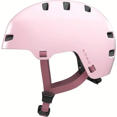 Abbildung von ABUS Fahrradhelm XOXO Cityhelm im Skater Look Helm für Skateboard, Fahrrad, Scooter mit optimiertem Kinnpolster Jugendliche und Erwachsene Größe M, Rosa