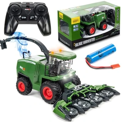 Abbildung von COIL RC Traktor Bauernhof Traktor, Mähdrescher Truck, Bauernhofspielzeug (Dampfeffekt), Ferngesteuert, Maßstab: 1:24, Frequenz: 2,4 GHz, Ton, Licht