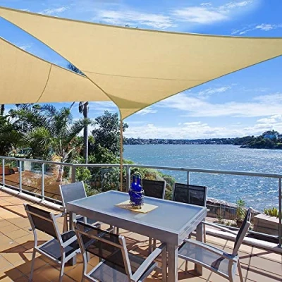 Abbildung von WOLTU Sonnensegel Wasserdicht 2x3m Quadratisch 95% UV Schutz Segeltuch 180 g/m² Polyester Sonnenschutz Schattenspender für Balkon Terrasse Garten, mit Befestigungsseilen,Creme