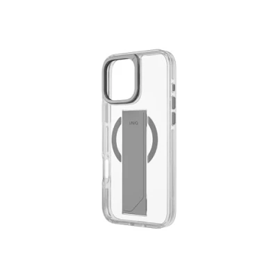 Abbildung von UNIQ HELDRO MAX Handyhülle Kompatibel mit Hybrid iPhone 16 PRO (2024) 6.3, MAGCLICK Kameraständer (transparent)