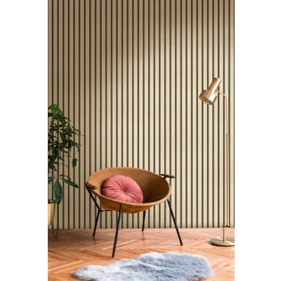 Abbildung von A.S. Création Vliestapete &quot;50 Jahre AS Holzpaneele Tapete Holzoptik mit Metallic Effekt 3D&quot;, leicht glänzend, Wandpaneele für Schlafzimmer Küche Wohnzimmer
