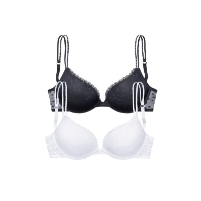 Abbildung von Lascana 2 PACK Bügel BH, Damen, Größe: 70B, Weiß schwarz