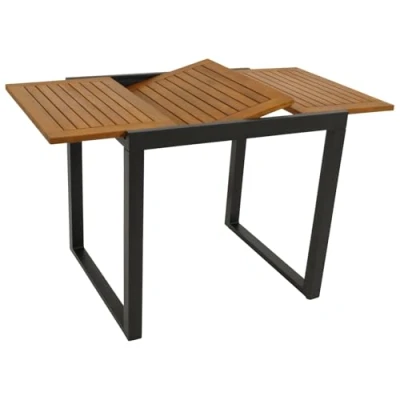 Abbildung von DEGAMO Gartentisch Balkontisch ausziehbar RIVELLO 80/120x70cm, Aluminium anthrazit + Akazienholz geölt, Outdoor, FSC® Zertifiziert